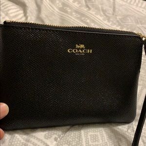 Coach Small Crossgrain Leather Wristlet